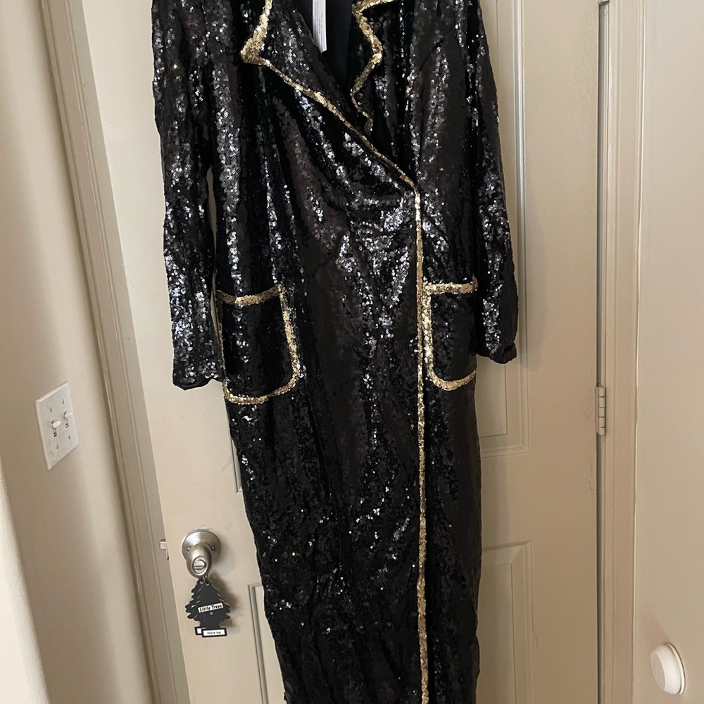 Eloquii Black Sequin Dress with Gold Trim